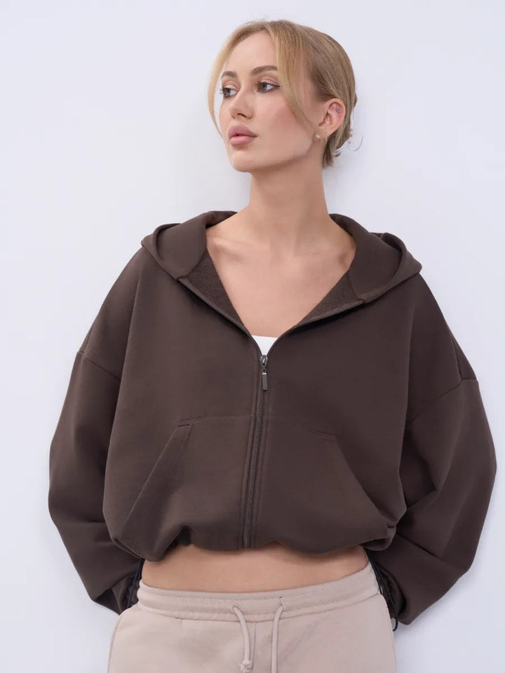 Damer casual cropped hettegenser med voluminøse ermer Skjora