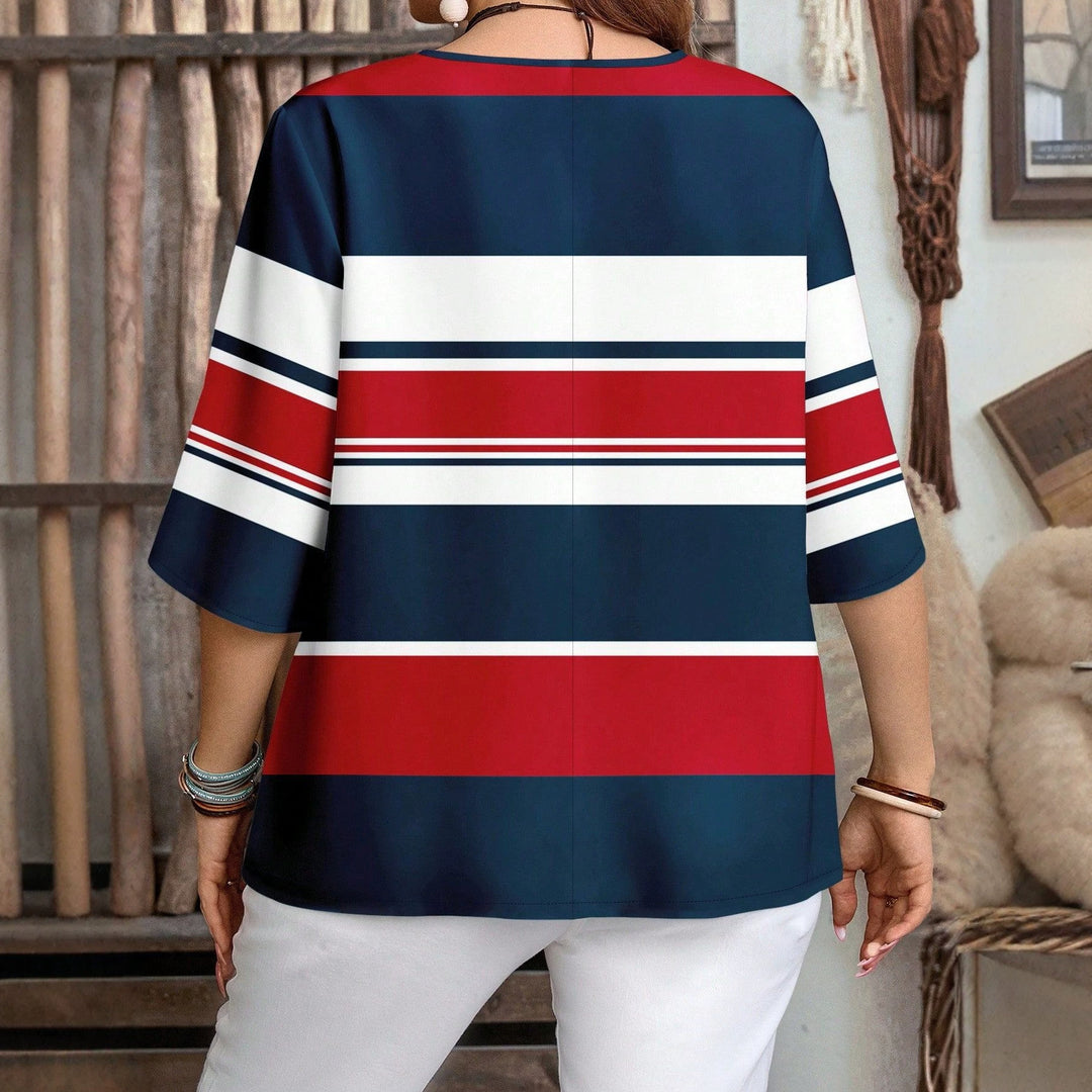 Damer casual Marine-look topp med knappliste Skjora