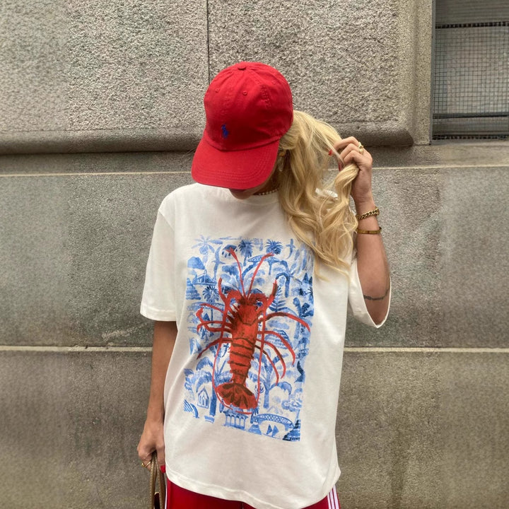 Dame T-skjorte med kunstnerisk motiv i vintage-stil Skjora