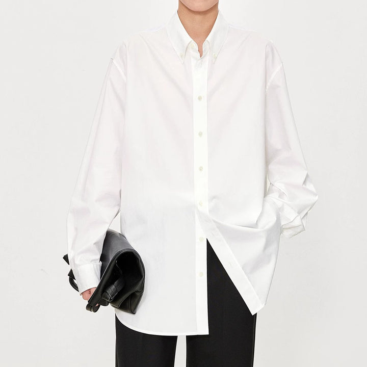 Damer elegant oversized bluse med klassiske knappedetaljer Skjora
