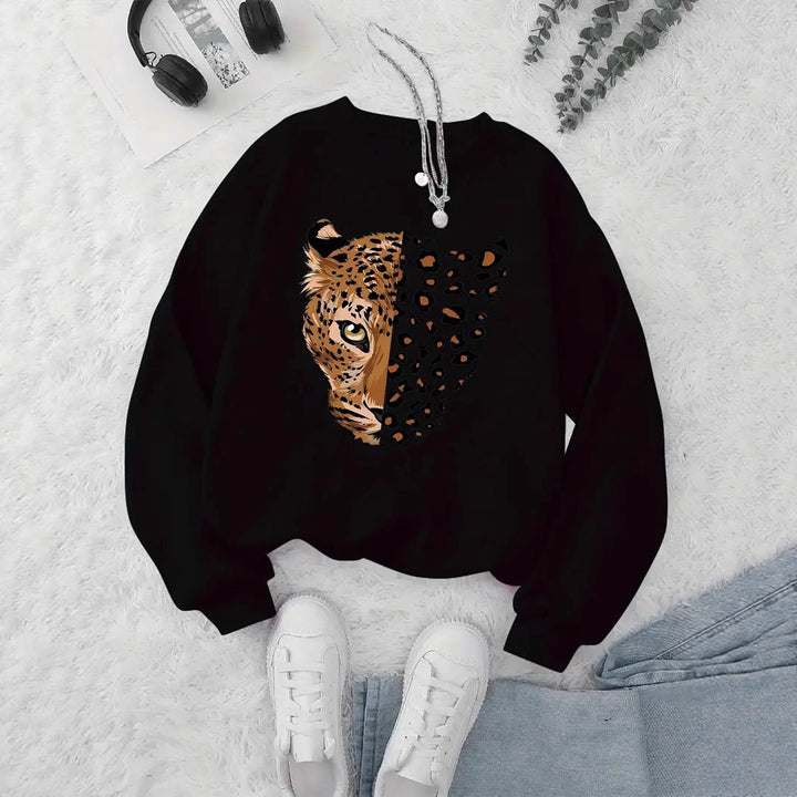 Kvinner sweatshirt med leopardmotiver Skjora