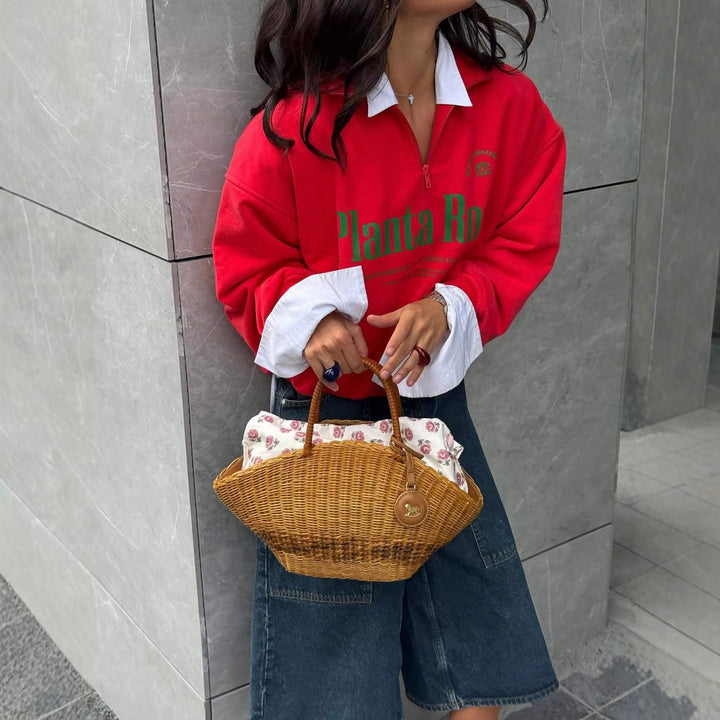 Dame sporty oversized genser med krage Skjora