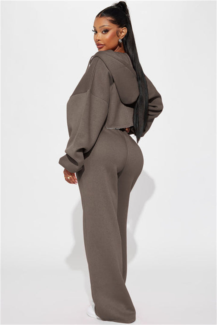 Dame casual cropped hettegenser og vide joggebukser sett Skjora