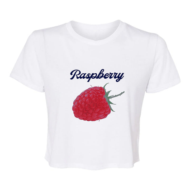 Dame avslappet cropped T-skjorte med fruktmotiv Skjora