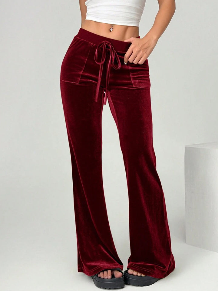 Women's Velour Leisure Trousers with Elastic Waistband and Pockets Skjora