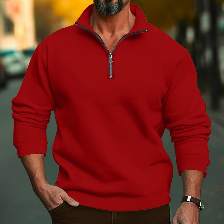 Herresweatshirt med halv glidelås og koselig fleece Skjora