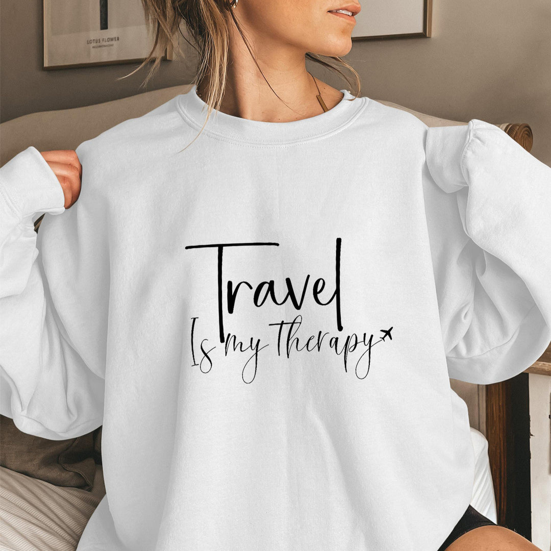 Kvinnelig sweatshirt med statement trykk og pufferm.