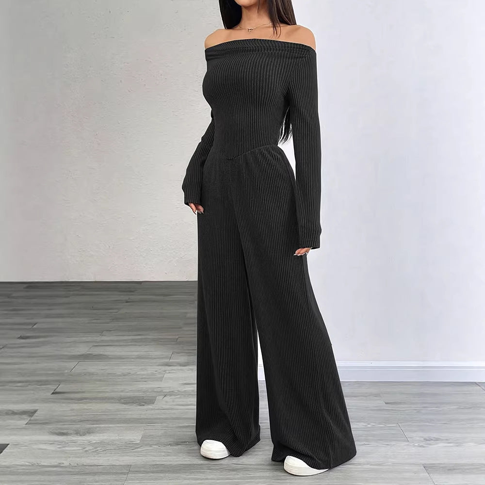 Damer Elegant Jumpsuit med Off-Shoulder Design og vide ben Skjora