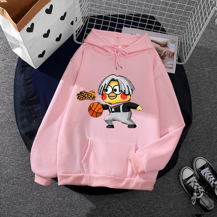Dame hoodie med kreativ basketballmotiv Skjora