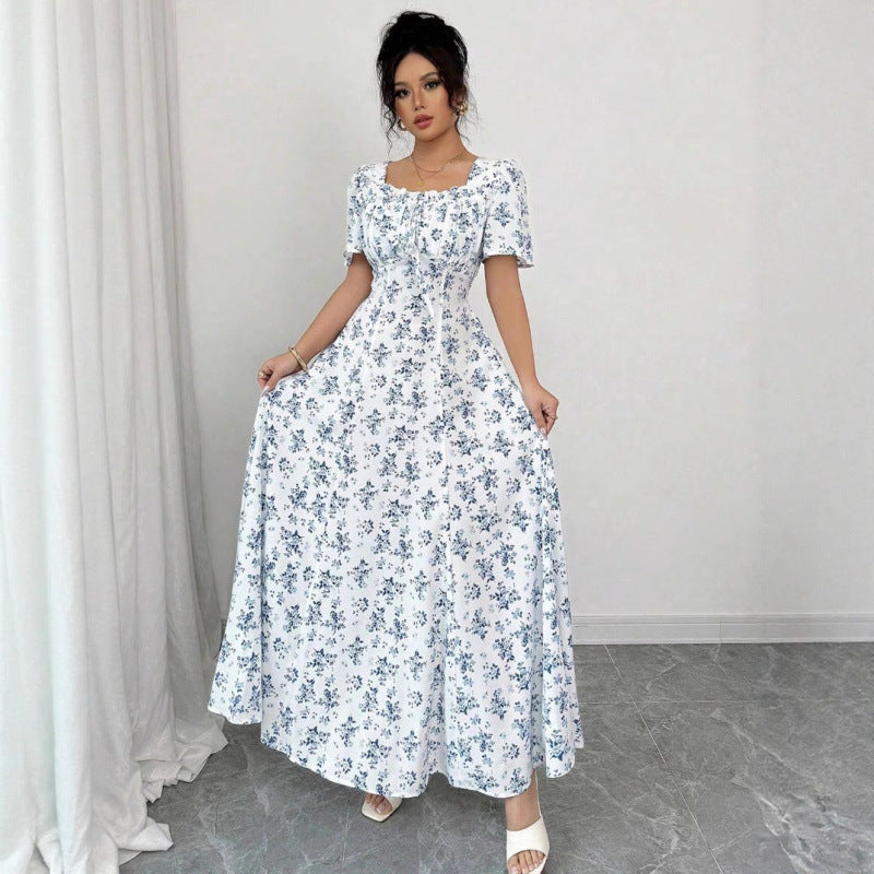 Dame maxi-kjole i romantisk blomsterdesign Skjora