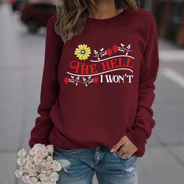 Kvinne sweatshirt med lekent motiv og komfortabel passform Skjora