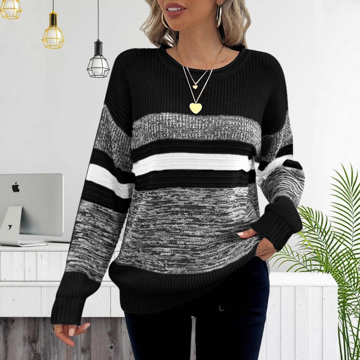 Kvinne casual genser med stripete design og løs passform Skjora