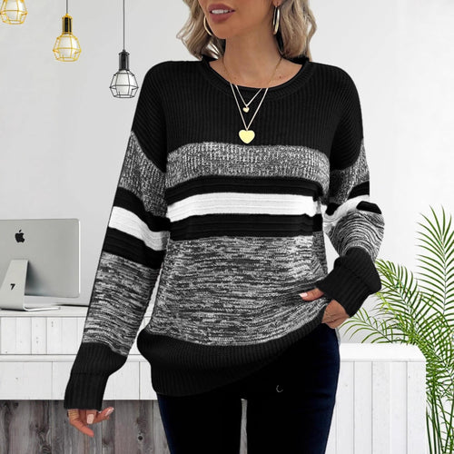 Kvinne casual genser med stripete design og løs passform Skjora
