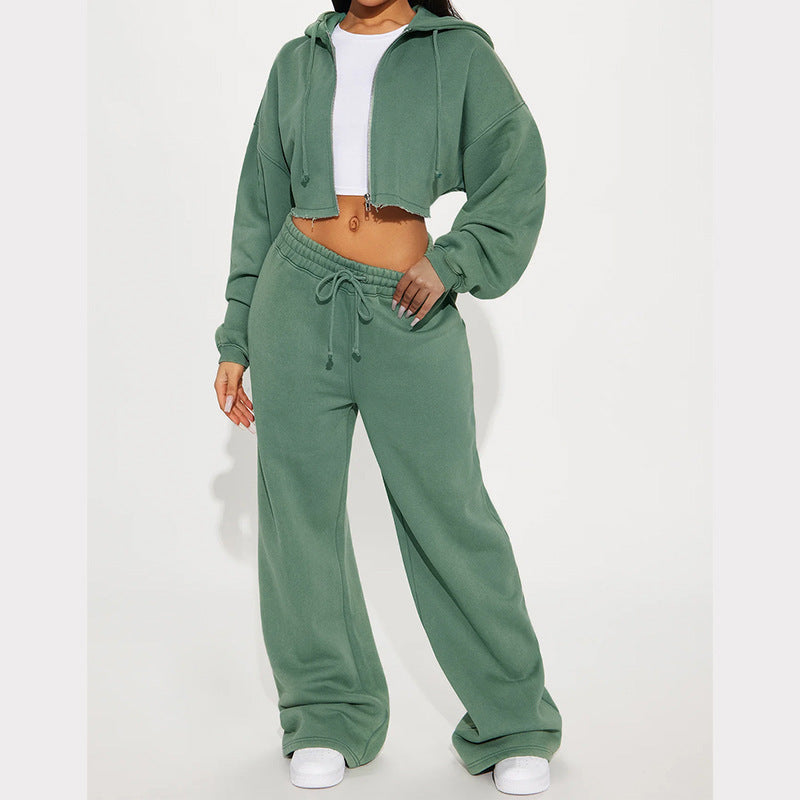 Kvinne casual cropped fleece joggedress med høy midje og løs passform Skjora