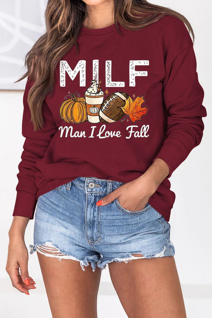 Kvinne sweatshirt med høst essens motiv og inspirerende tekst Skjora