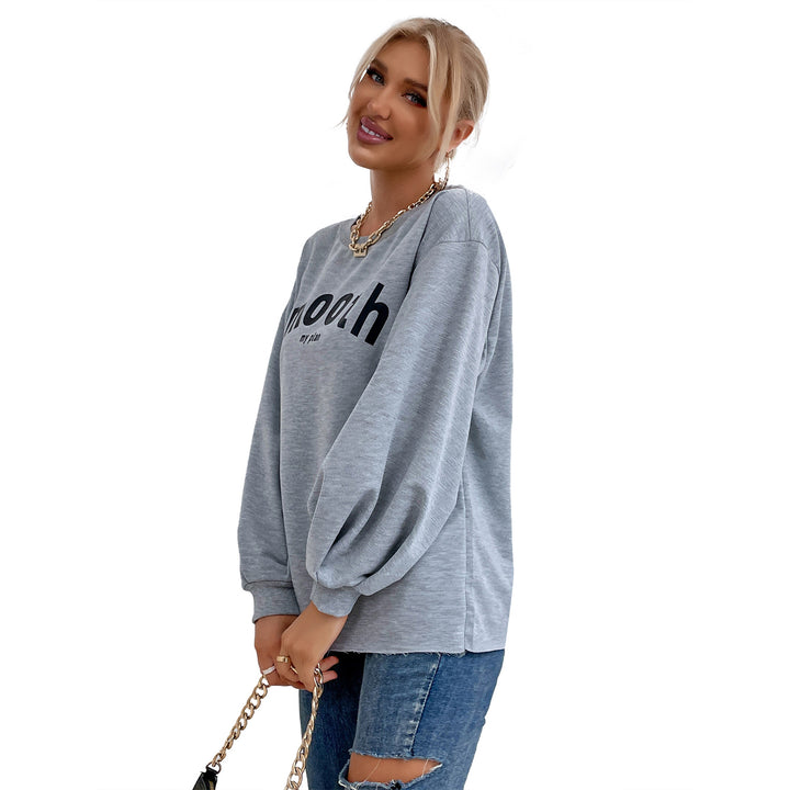 Kvinnes casual sweatshirts med raffinerte pufferm og kreativ tekst Skjora