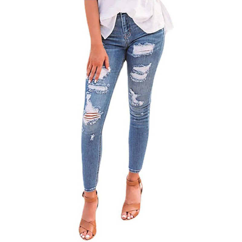 Dame Skinny Jeans med trendy Destroyed-effekter Skjora