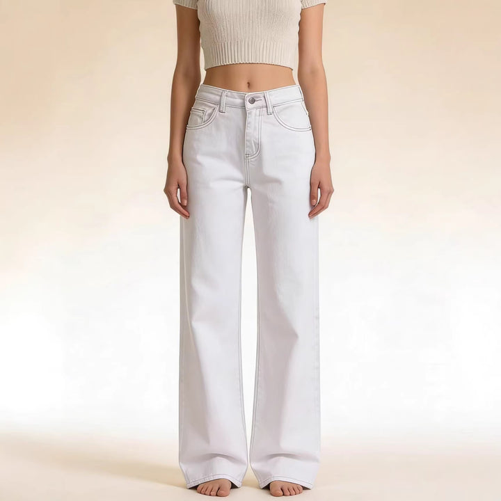 Women's baggy denim jeans with vintage wash and high waist Skjora