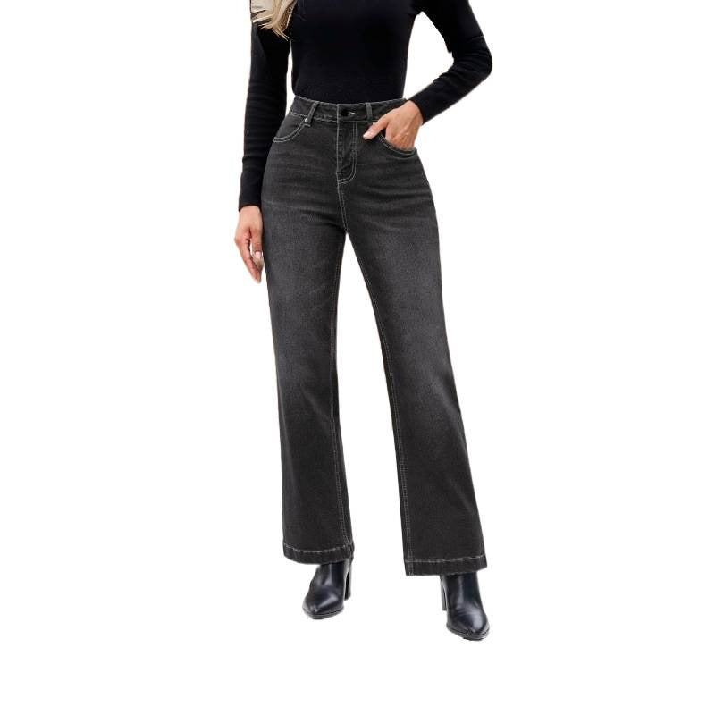 Dame High-Waist Jeans med vid ben og smal passform Skjora