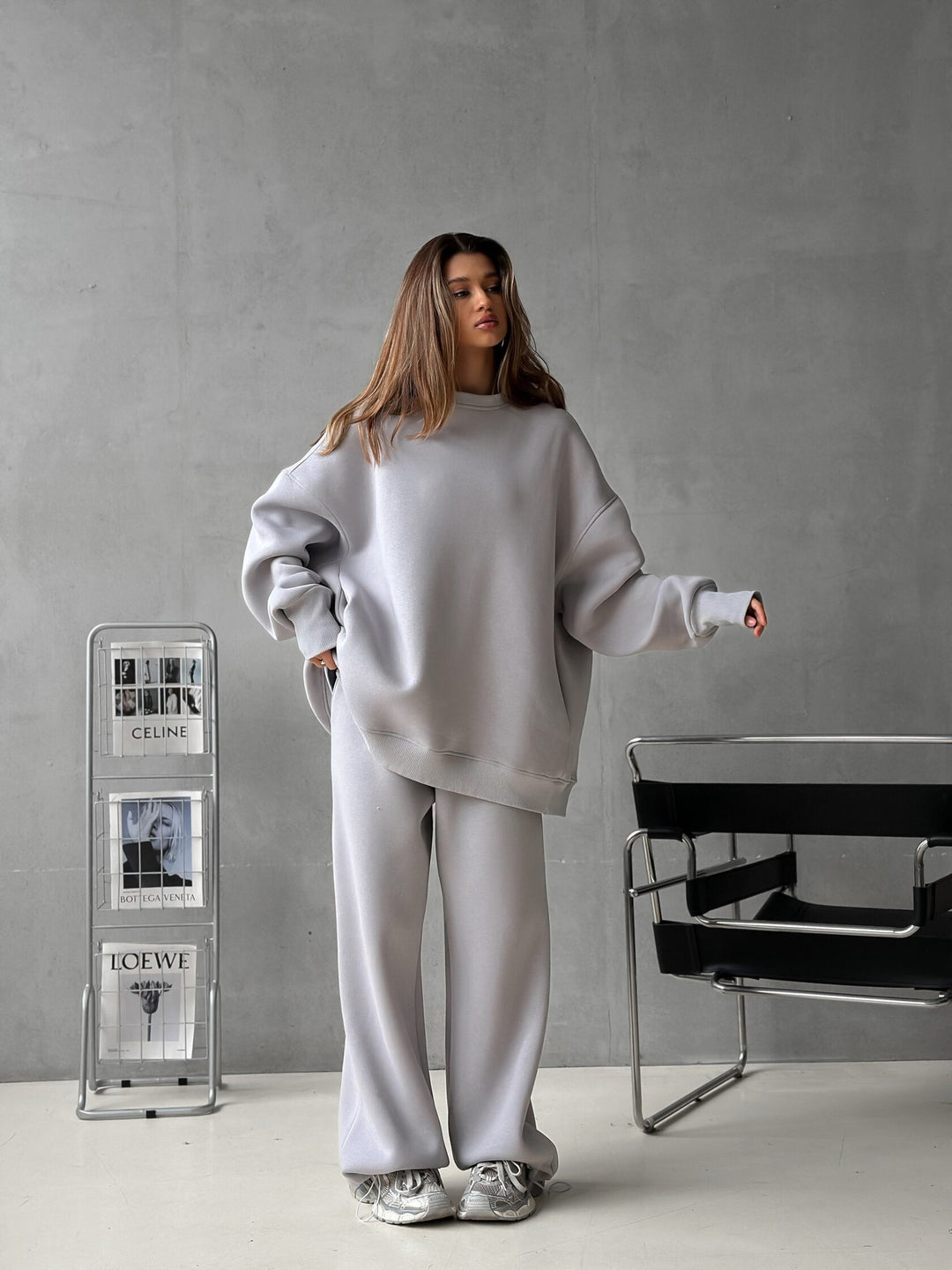 Dame Casual Oversized Sweatshirt og Joggebukser Set Skjora