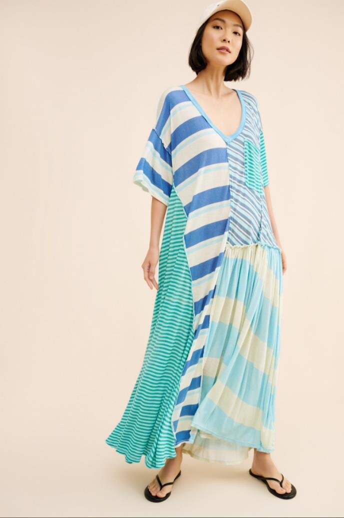 Dame Maxikjole med moderen stripemix og casual snitt Skjora