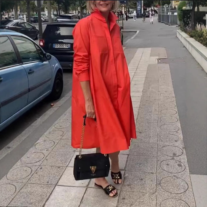 Women's shirt dress in a relaxed A-line shape with practical pockets Skjora