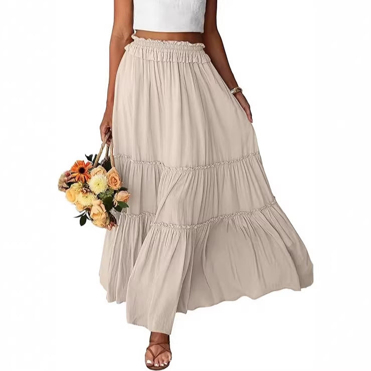 Maxi maxiskjørt for kvinner med volangdetaljer Skjora