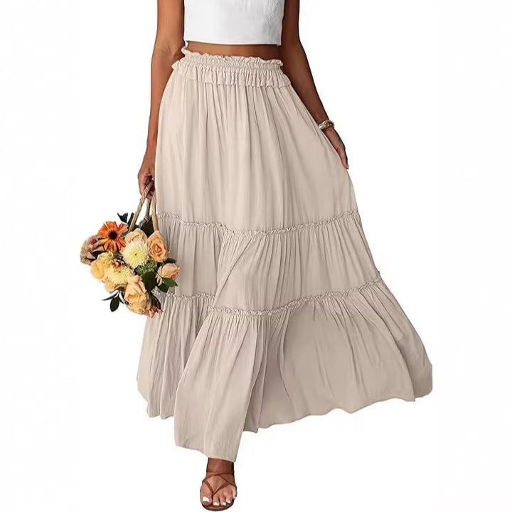 Maxi maxiskjørt for kvinner med volangdetaljer Skjora