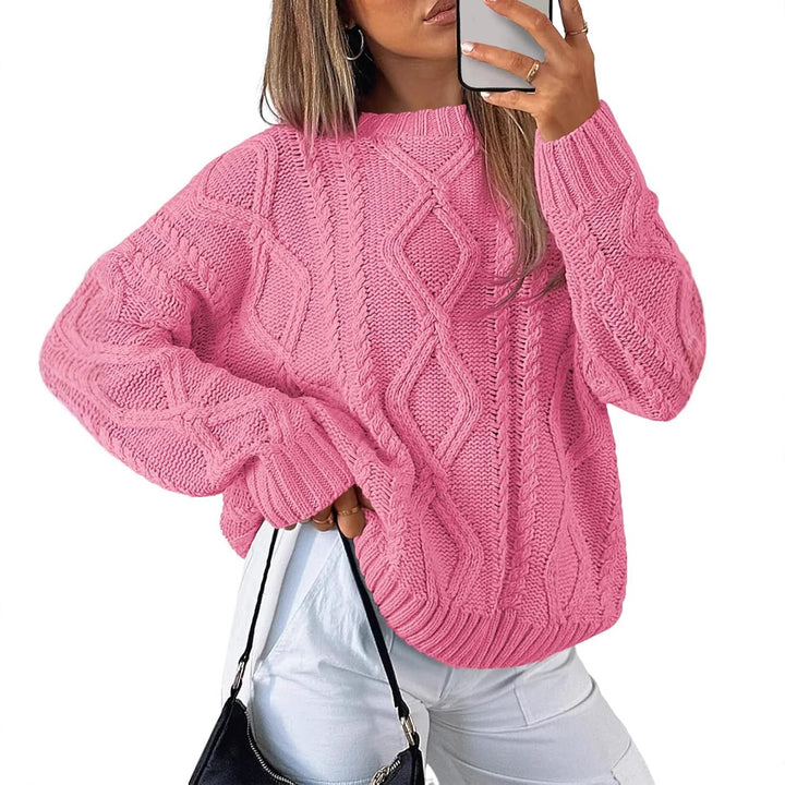 Kvinnes chunky strikket genser med kabeldesign Skjora