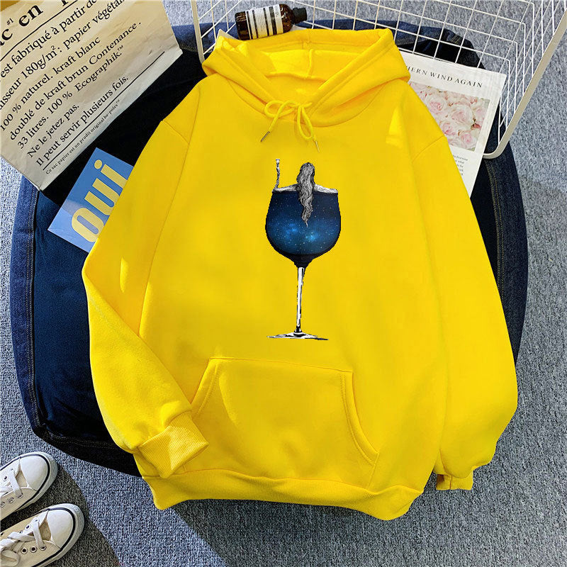 Dame hettegenser med kreativ cocktailmotiv Skjora