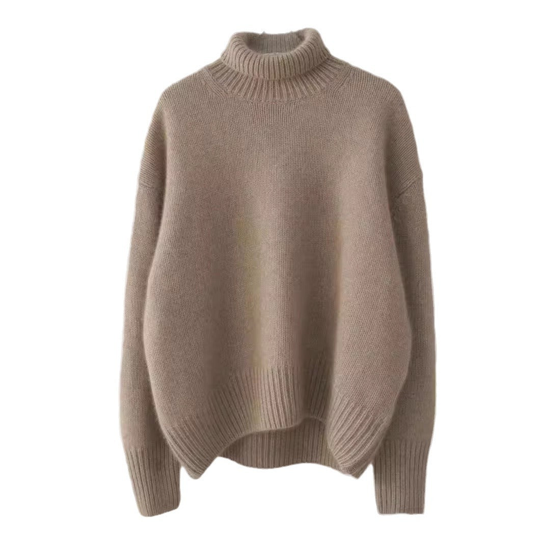 Kvinnes cashmere rullehalsgenser med løs passform og elegant tekstur Skjora
