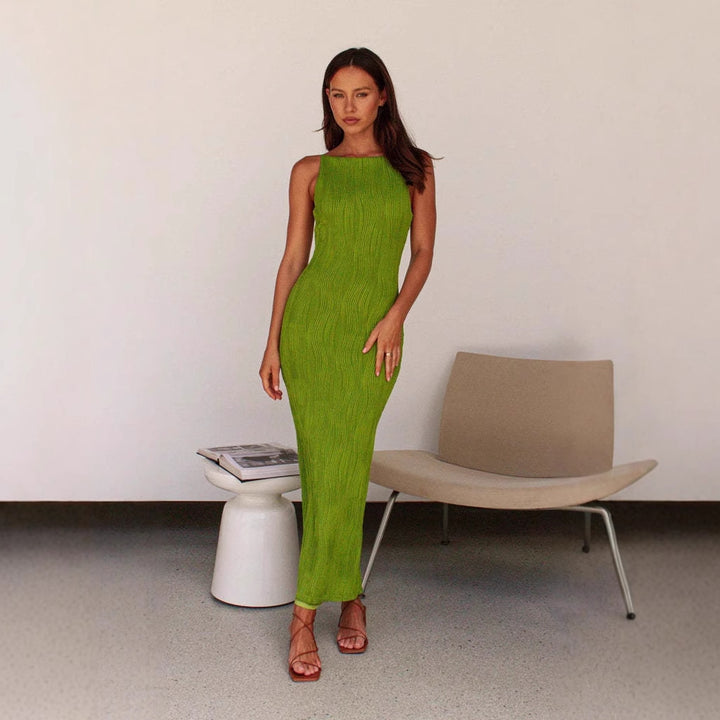 Kvinners Bodycon Maxi Kjole i Moderne Stripe Design Skjora