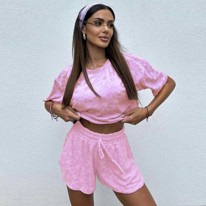Dame Sporty To-delt Set med luftige Shorts og T-skjorte Skjora