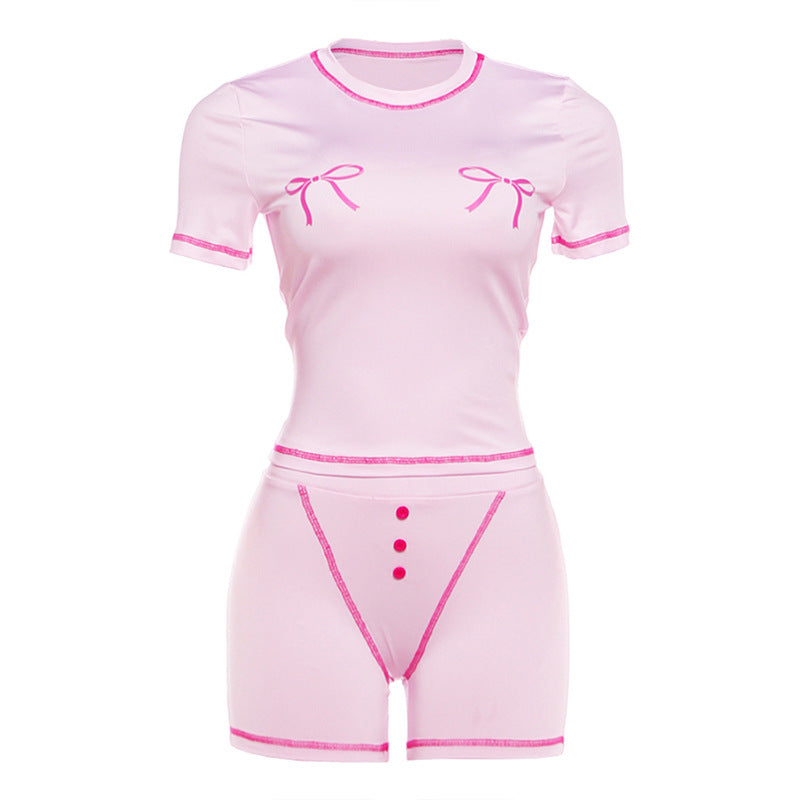 Damer Sporty Set med lekne detaljer Skjora