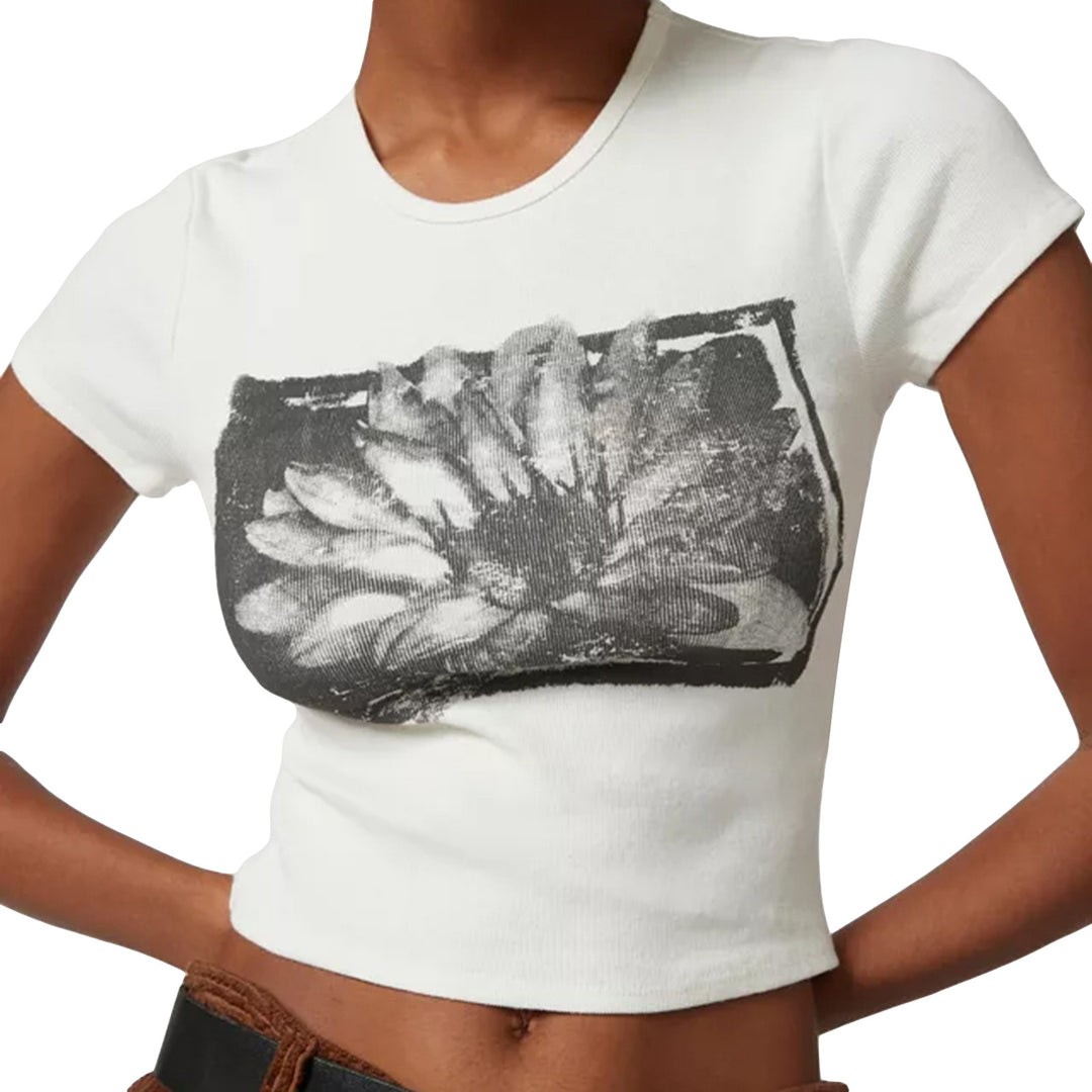 Dame Crop-Top med floraltrykkdesign Skjora