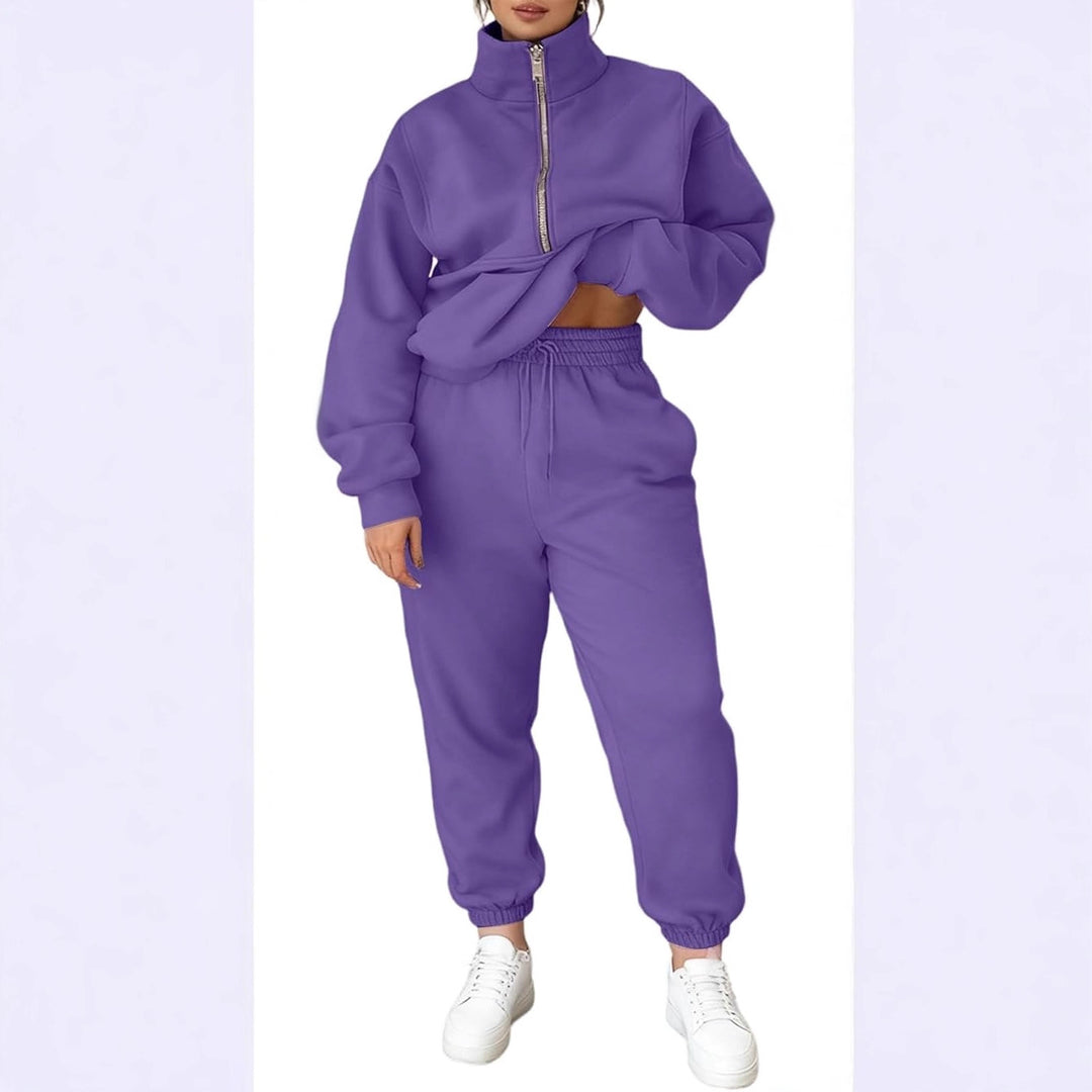 Kvinnens koselige fleece-pullover med høy krage og glidelås Skjora