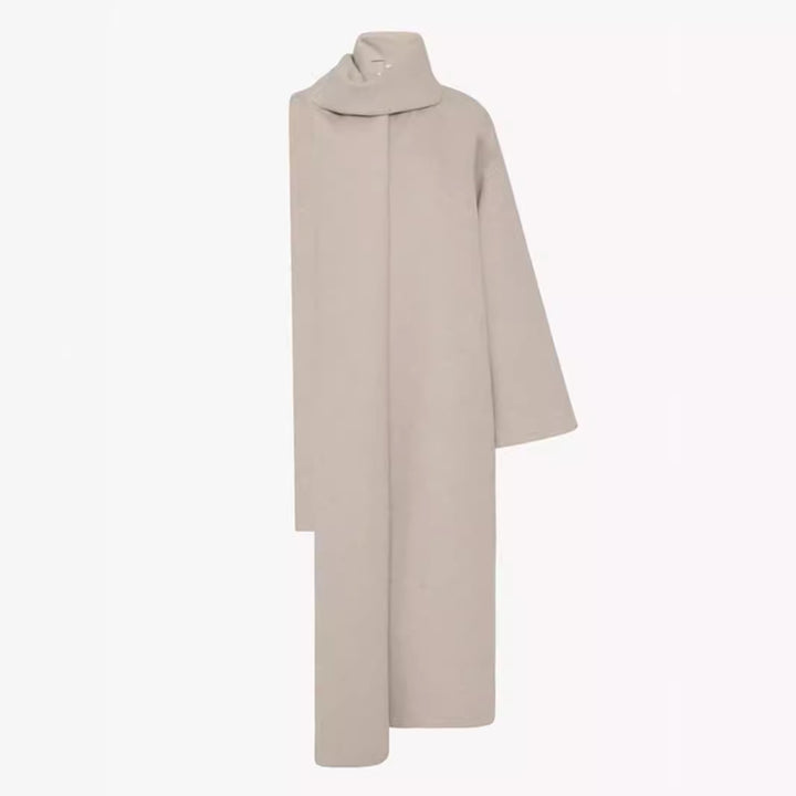 Dame Elegant og tidløs Ull-Poncho med Skjerf Skjora