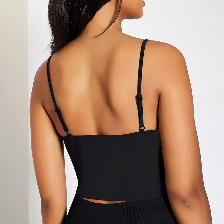 Dame Crop-Top med kreativ tekst og fine stropper Skjora