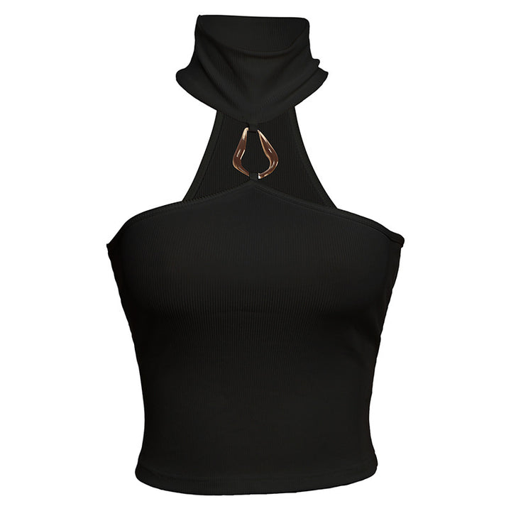 Dame Sporty Crop-Top med stilfull Choker og dekorativ detalj Skjora