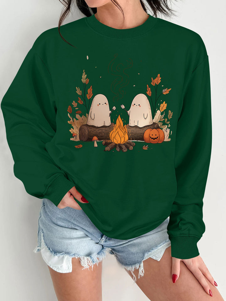 Dame sweatshirt med leken skummel motiv og komfortabel passform Skjora