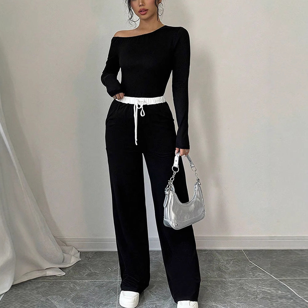 Damer Elegant jumpsuit med asymmetrisk topp og vide ben Skjora