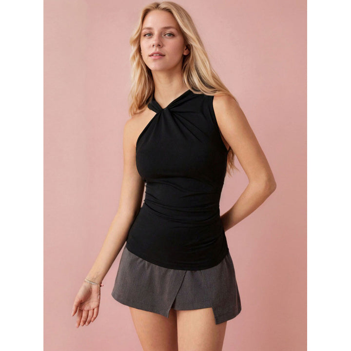 Dame Sporty Tank-Topp med foldet utsnitt og asymmetrisk kutt Skjora