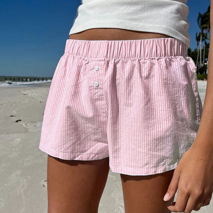 Damer behagelige bomullsshorts med knappdetaljer Skjora