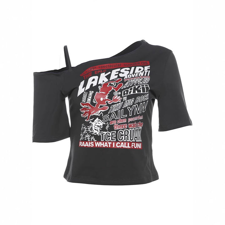 Dame Oversized T-skjorte med kreativ grafisk trykk og avslappet passform Skjora