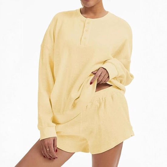 Kvinne Casual Overdimensjonert Genser og Shorts Sett Skjora