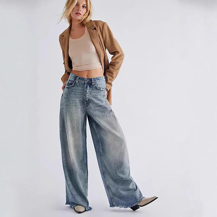 Dame størrelse Høy midje jeans Skjora