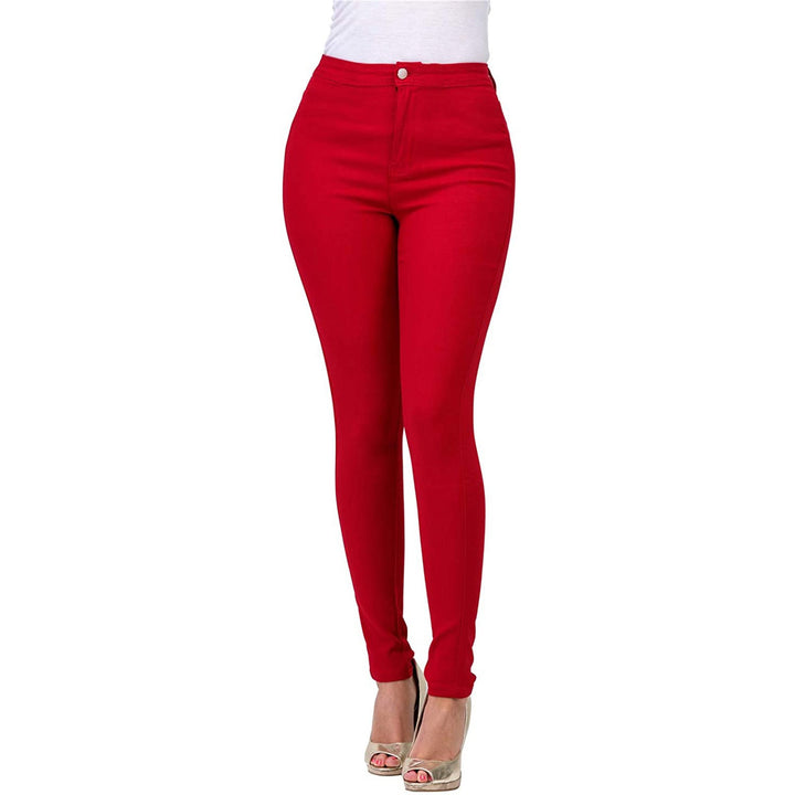 Dame Høyt skåret Skinny Jeans med elastisk Stretch Skjora