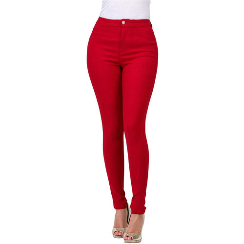 Dame Høyt skåret Skinny Jeans med elastisk Stretch Skjora