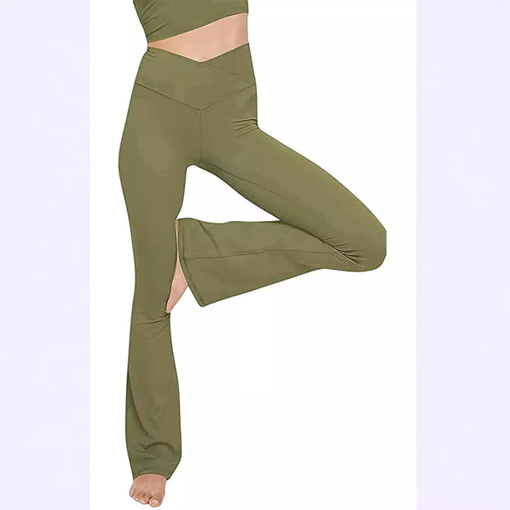 Dame Bootcut Yoga-bukse laget av elastisk materiale med høy midje Skjora