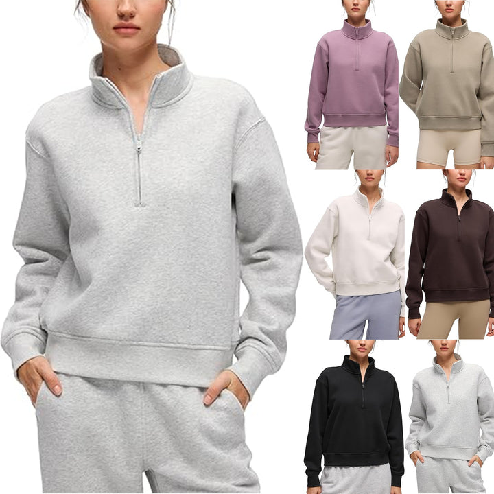 Sporty fleece genser til kvinner med høy krage Skjora